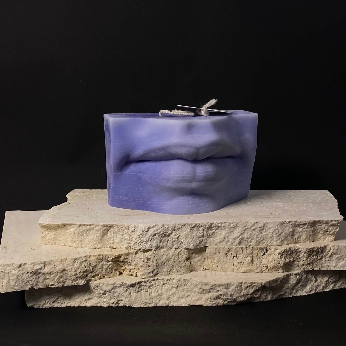 Large David Lips Cashmere Plum Sculptural Candle K1